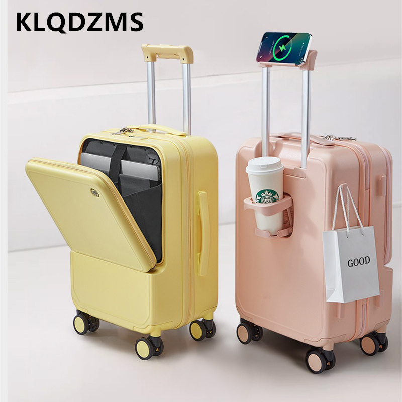 KLQDZMS الألومنيوم الإطار حقيب - مراجعة Front Opening Laptop Luggage 24 Inch وسعره