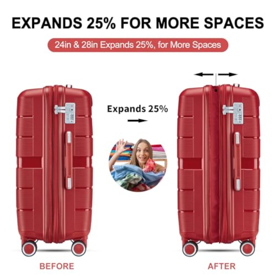 مجموعة حقائب سفر 4 قطع قابلة ل - مراجعة Expandable Hard Shell Luggage Set وسعره