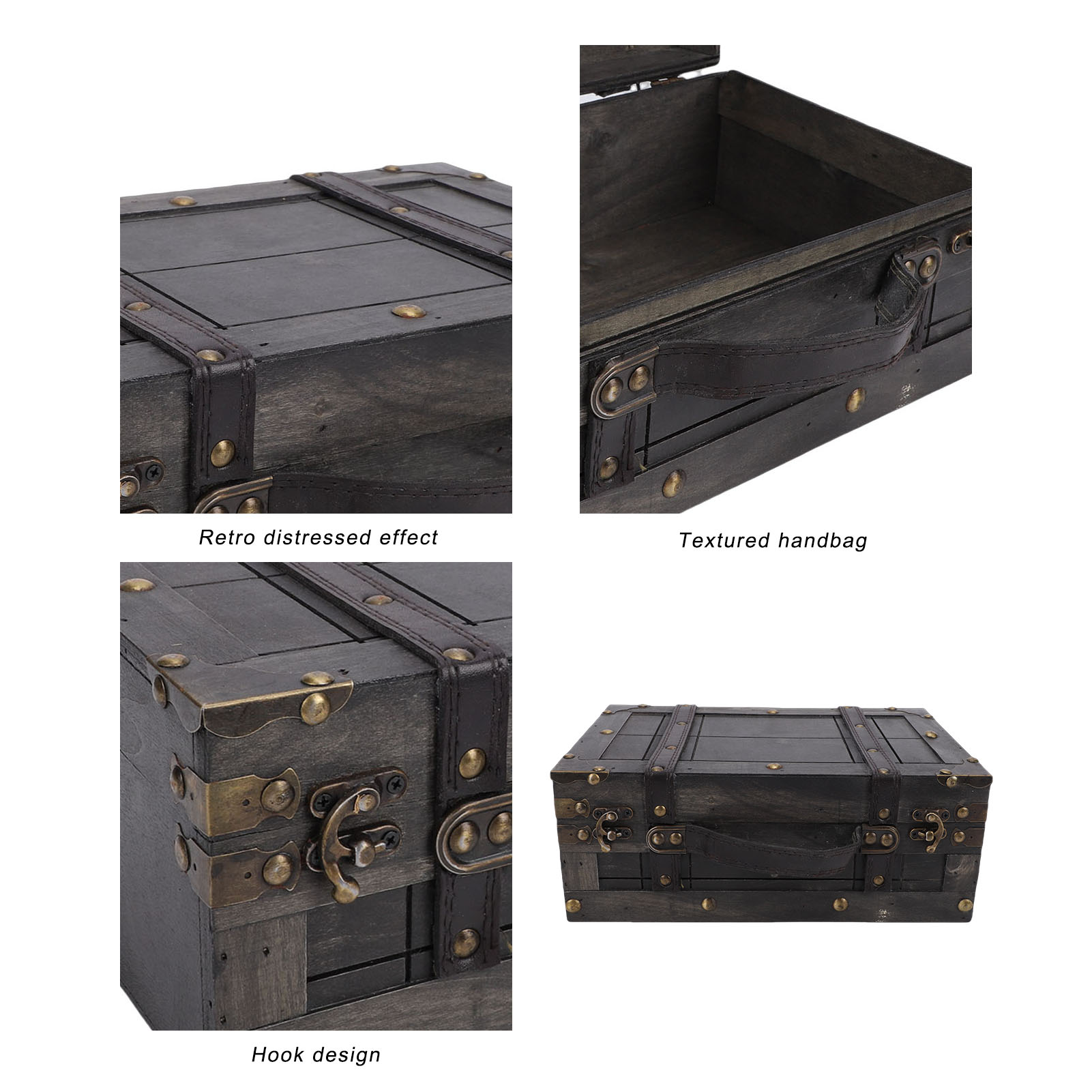 صندوق تخزين خشبي عتيق بغطاء، ح - مراجعة Retro Vintage Trunk Suitcase وسعره