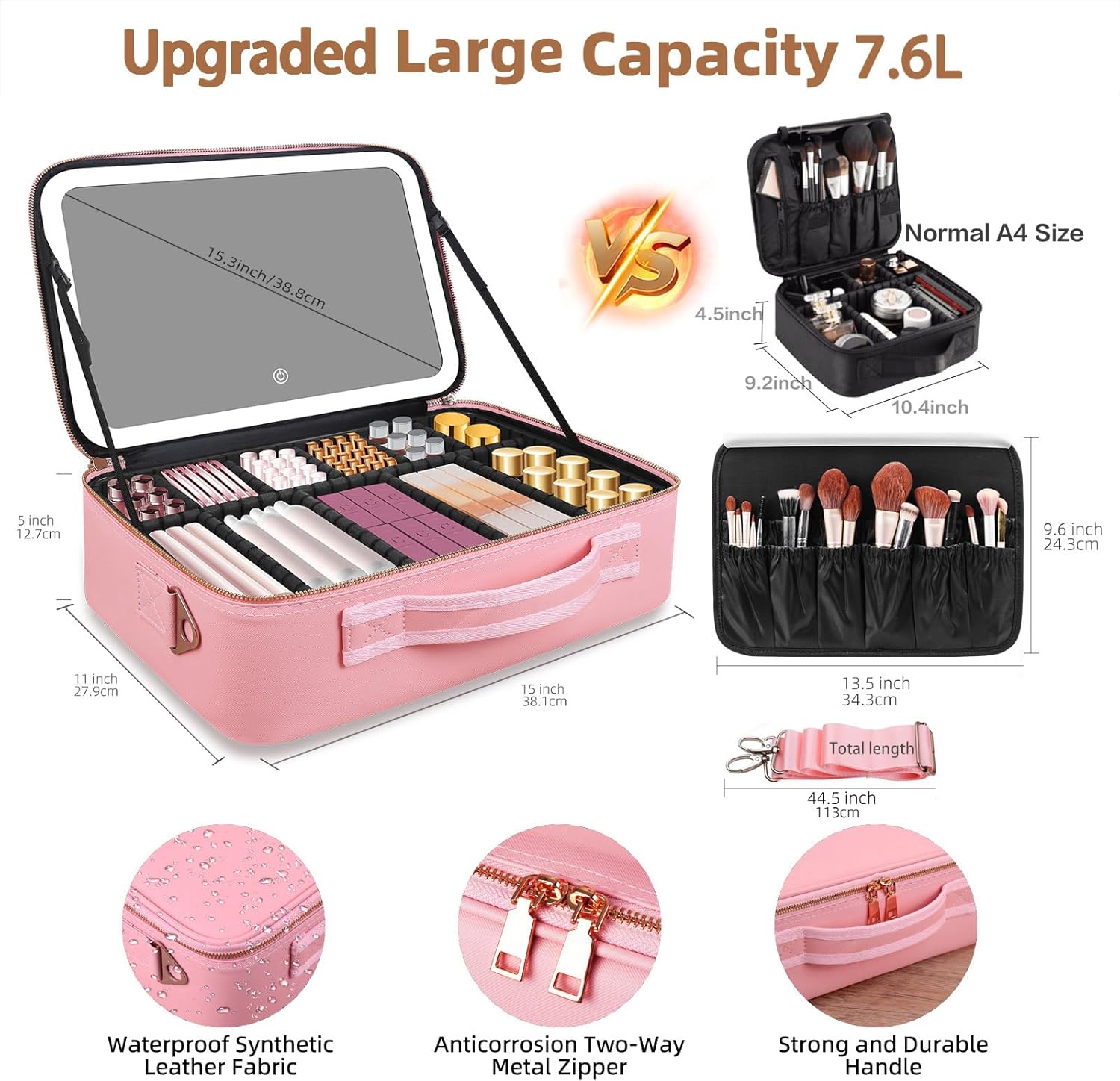 حقيبة مكياج كبيرة السعة 15''×1 - مراجعة Cosmetic Bags وسعره